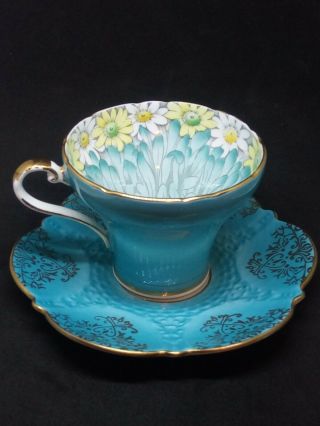 Vintage Aynsley Teacup And Saucer - Blue And Gold,  Fine Bone China