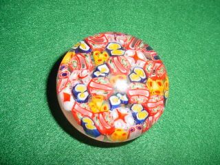 Estate Find Mixed Color Millefiori Art Glass Paperweight 2 1/2 " Size