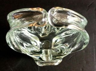 Vintage Collectible Murano Thick Heavy Clear Art Glass Basket Ash Tray Vase 3