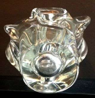 Vintage Collectible Murano Thick Heavy Clear Art Glass Basket Ash Tray Vase 5