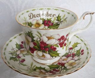 Royal Albert Flower Of The Month “december” Cup& Saucer Set Christmas Rose Great
