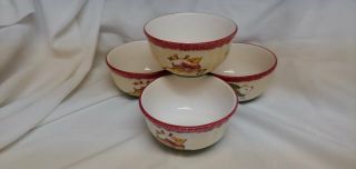 Set Of 4 Log Cabin Soup Cereal Bowls By Cellar Italy