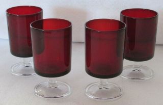 Vintage Ruby Red Stemware Set Of 4 Made In France 4 " Tall 4.  5 Oz.