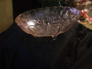 Vintage Oval Pink Depression Glass Footed Bowl 12 Inches