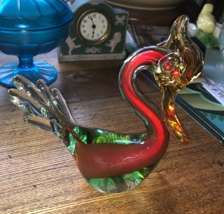 Vintage Murano Glass Italy Gorgeous Colors Duck Figurine