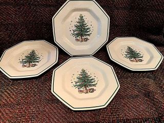 Nikko Christmastime (set Of 4) 10 3/4 " Dinner Plates Octagon Christmas