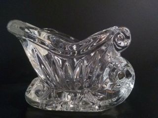 Heavy 24 Lead Crystal Sleigh Christmas Themed Votive Candle Holder - Candy Dish