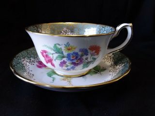 HAMMERSLEY Floral Bouquet with Gold on Soft Green Tea Cup and Saucer 2