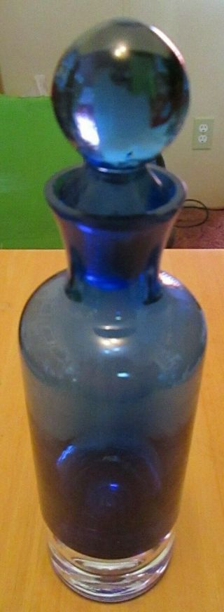 Vintage Blown Cobalt Blue Glass Bottle Liquor Wine Decanter With Stopper