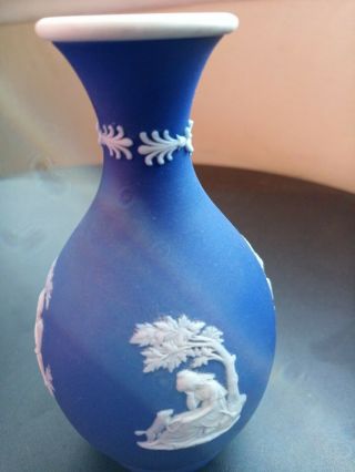 Wedgewood Jasperware Blue And White Bud Vase The Bourbonnais Shepherd England