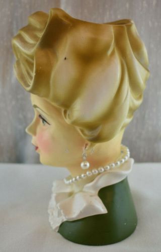 Vintage Lady Head Vase Rubens Originals 4123 Pearl Earrings & Necklace Japan 2