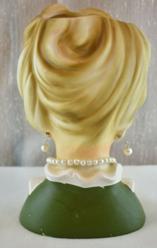 Vintage Lady Head Vase Rubens Originals 4123 Pearl Earrings & Necklace Japan 3