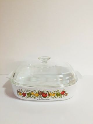 Corning Ware A - 10 - B Spice Of Life Le Romarin Casserole Dish W/ Pyrex Lid A 12 C