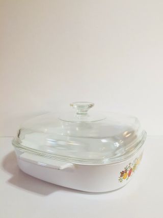 Corning Ware A - 10 - B Spice of Life Le Romarin Casserole Dish w/ Pyrex Lid A 12 C 5