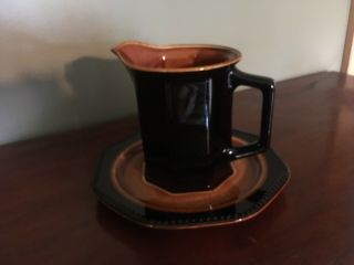 Octagon Amber By Sears Gravy Boat & Underplate
