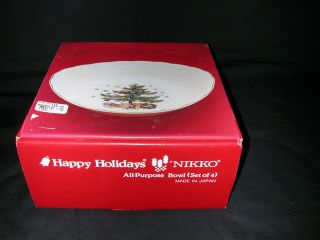 Nikko China Christmas Happy Holidays 4 All Purpose Salad Soup Cereal Bowls Mib