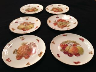 Set 6 Vintage German Bavaria Fruit Dessert Plates Cherries Apples