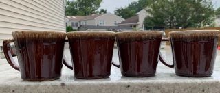 Mccoy Mugs Set Of 4 Coffee Cup Mugs Euc Brown Drip Glaze Pottery