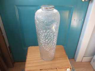 Vintage 13 1/2 - Inch High Goofus Glass Vase With Grape Design - No Color
