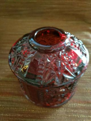 Vintage Indiana Glass Ruby Red Flashed Stars and Bars Fairy Lamp 5
