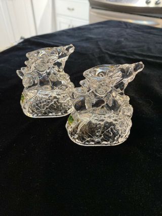 2 Marquis By Waterford Crystal Reindeer Candle Holders Labels Christmas