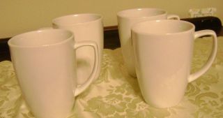 Set Of 4 Corelle Coordinates Porcelain " White " Coffee Mug Cups 4 " Tall