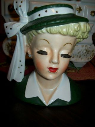 Vintage Napco " Lucille Ball " Lady Head Vase C2633b (1956) 5 3/4 Inches