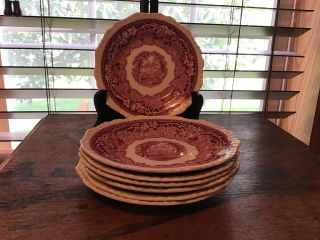 7 Masons Pink Vista England Bread And Butter Plates 5 3/4”