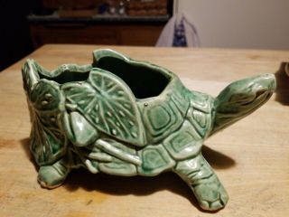 Vintage 1950 Mccoy Green Turtle & Lily Pad Planter Ex Cond