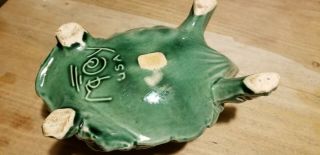 VINTAGE 1950 McCOY GREEN TURTLE & LILY PAD PLANTER EX COND 5