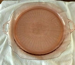 Vintage Pink Depression Glass Mayfair Open Rose 12 Inches Cake Tray Plate