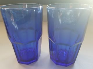 2 Cobalt Blue 16oz Libbey Crisa Gibraltar Tumbler Drinking Glass