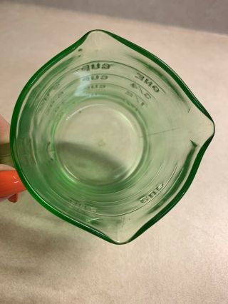 Vintage Green Depression Glass Hazel Atlas Measuring Cup 2