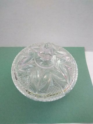 Vintage Lead Crystal Round Thick Heavy Candy Dish Bowl With Lid From France