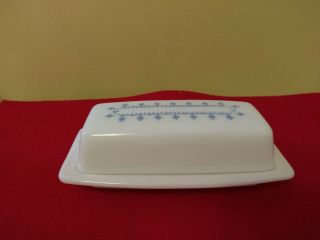 Vintage Pyrex Blue Snowflake Garland Covered Butter Dish