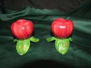 2 - Franciscan " Apple Pattern " Candle Holders