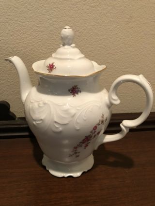Coffee Pot Tea Rose By Wawel Poland Fine China