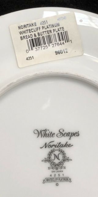 Noritake WHITECLIFF PLATINUM 3 Bread & Butter Plates 4