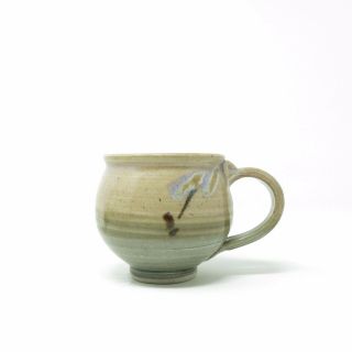 Vtg Earthy Bulbous Hand Made Studio Pottery Mug Rustic Stoneware