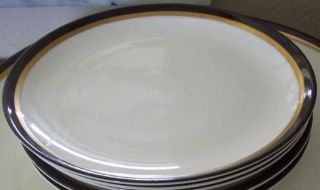 3 Mikasa Bone China Goldring Dinner Plates_set Of Three (loc - J8)