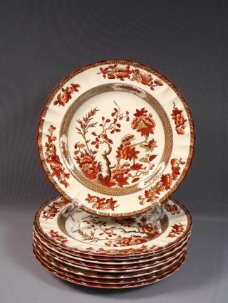 Spode COPELAND Indian India Tree Rust Red Scalloped Dinner Plate (s) OLD MARK 2