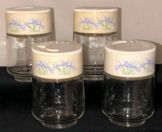 4 Corelle/gemco Shadow Iris 3 1/2 " Glass Spice Jars