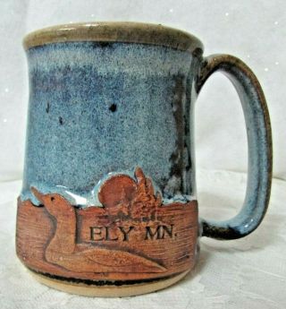 Hand Thrown Pottery Coffee Mug / Cup Ely,  Mn (minnesota) With Loon