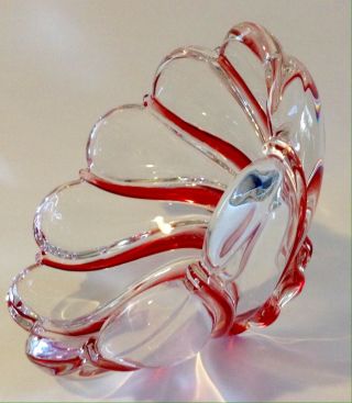Mikasa Red & Clear Art Glass Peppermint Swirl Candy Dish/ Bowl 4