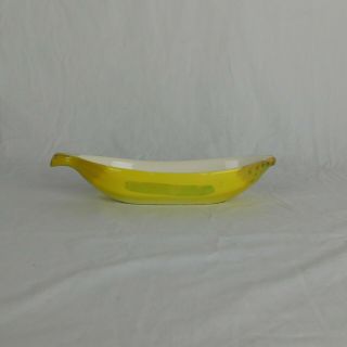 Vintage Banana Split Ice Cream Bowl Boat Dish Yellow Glass Shaped 10” Lg 1.  5 " Dp