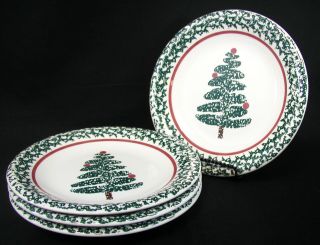 Furio Holiday Christmas Tree Dessert/salad Plates - Set Of 4 - Made In Italy