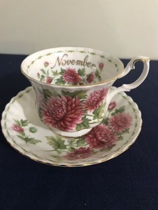 Fine Vintage Royal Albert Flower Of The Month Series November Tea Cup & Saucer
