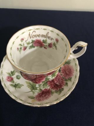 Fine Vintage Royal Albert Flower Of The Month Series November Tea Cup & Saucer 2