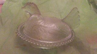 Vintage Indiana Glass Nesting Hen Chicken On Nest Basket Covered Candy/nut Dish