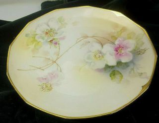 Antique Royal Rudolstadt Prussia Signed F Kahn Hand Painted Wild Roses Plate